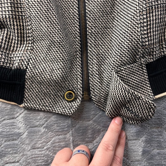 Tomas Creation Mens VTG 100% Wool Bomber Jacket Italian Plaid VII Black Brown - Picture 9 of 10